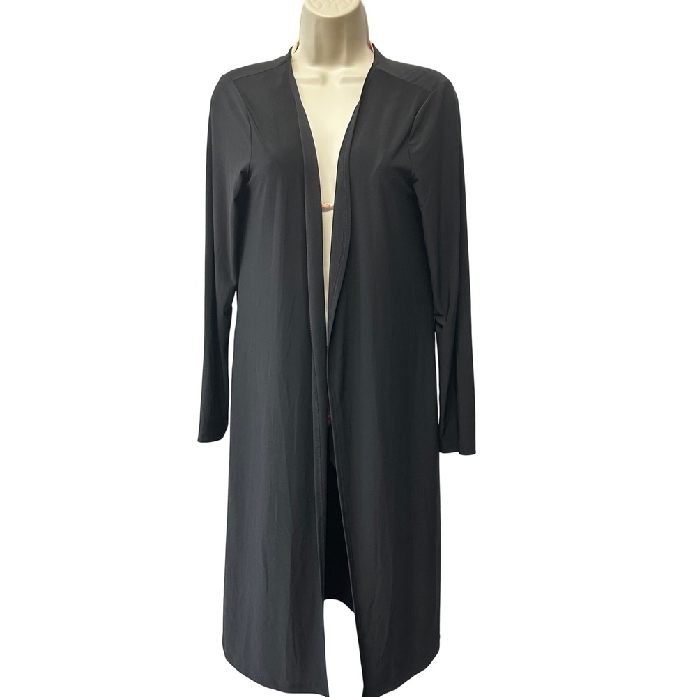Attitudes by Renee Black Duster Cardigan Open Front Long Sleeve Size S A516609